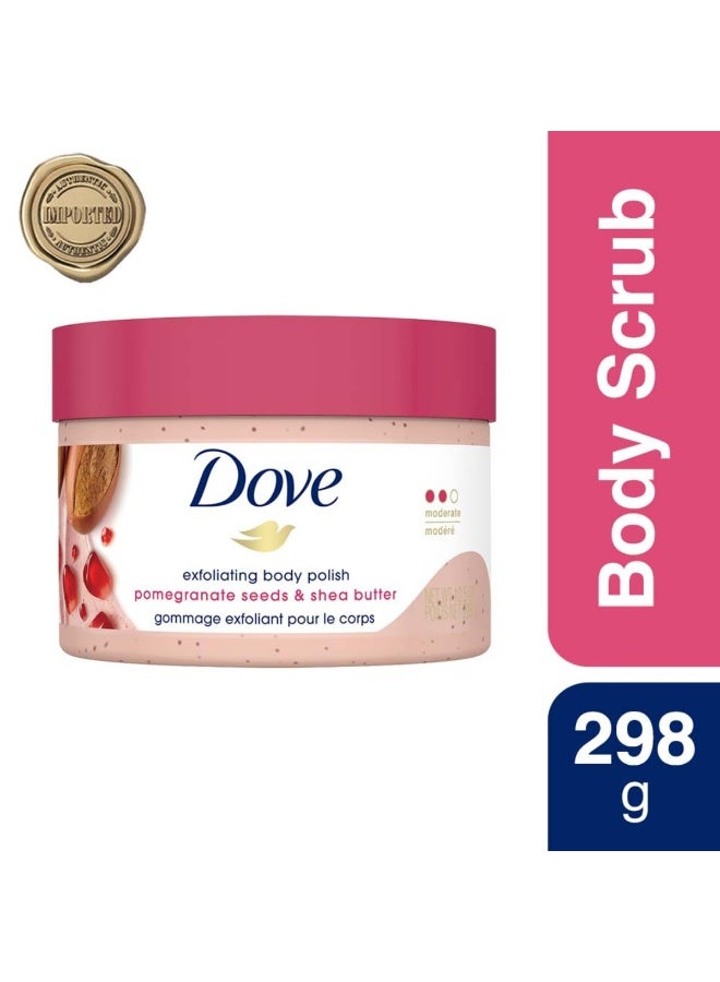 Dove Body Polish Exfoliating Scrub, Moisturizing Shea Butter and Pomegranate Seeds | Nourishes & Conditions Soft Skin | Sulphate Free, 298gm. - Image 2